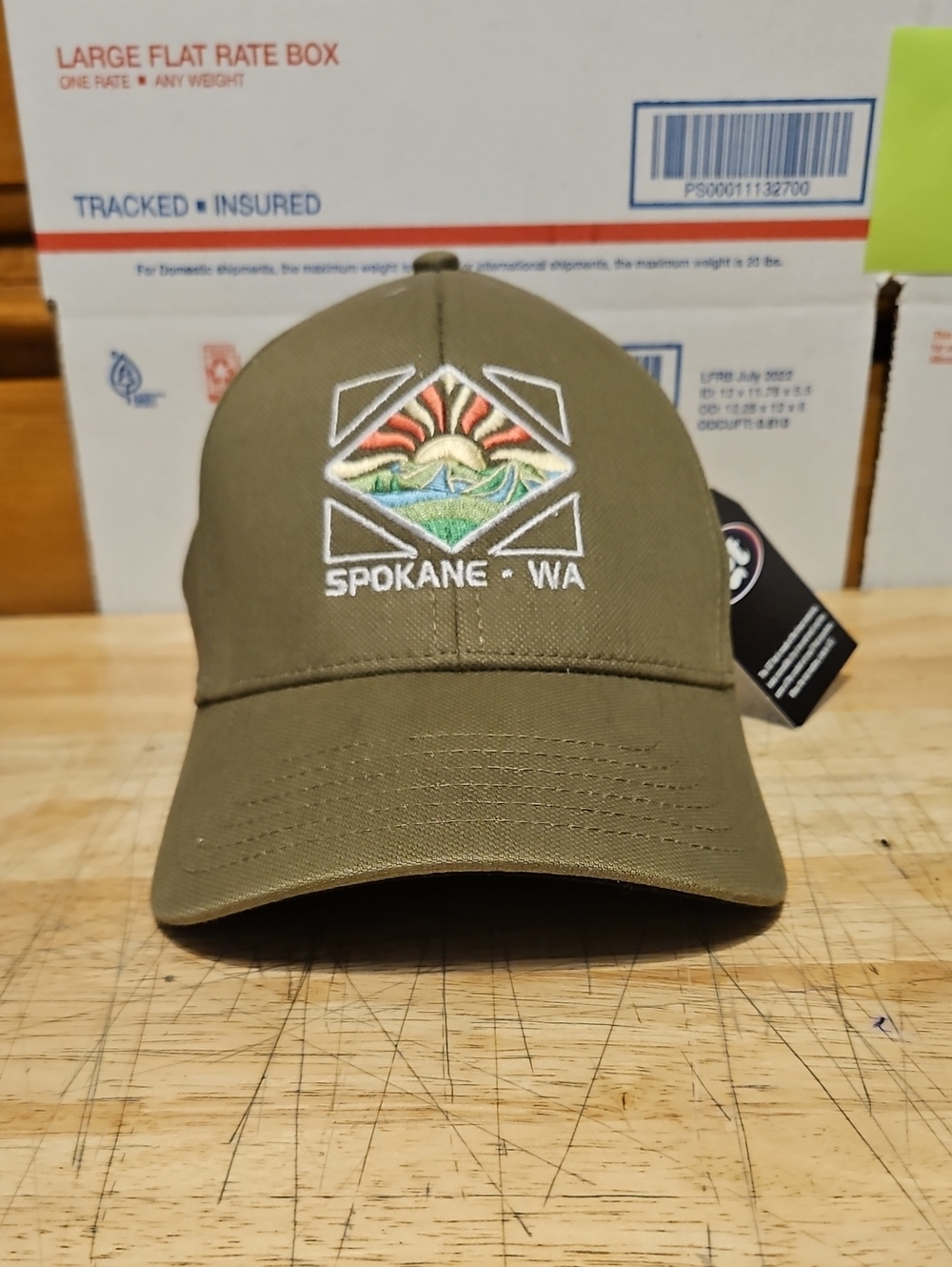 Spokane - WA Olive Embroidered Baseball Cap